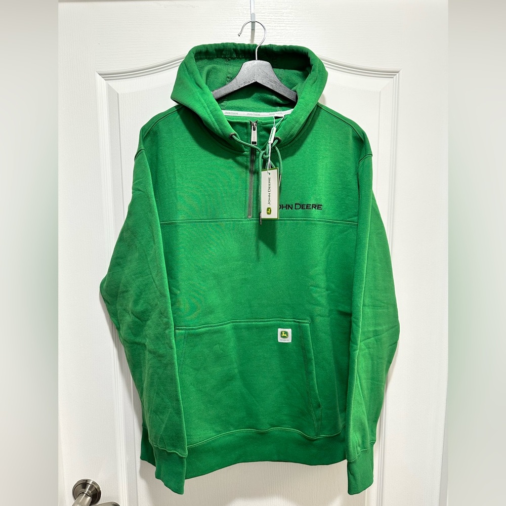JOHN DEERE Men’s Green Authentic Quarter Zip Hoodie, Various Sizes